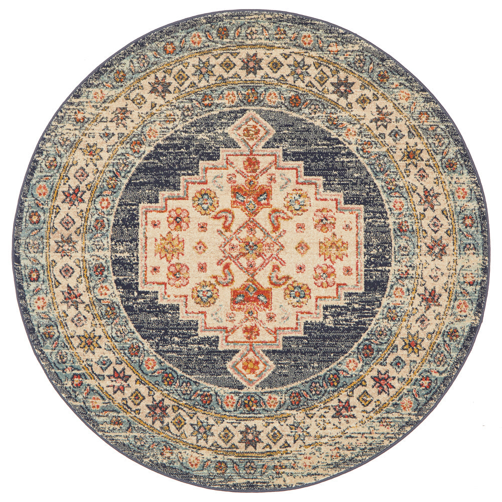 Kalani Ecru Round Rug | Traditional Rugs Belrose Sydney