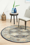 Kalani Navy Round Rug | Traditional Rugs Belrose Sydney