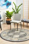 Kalani Navy Round Rug | Traditional Rugs Belrose Sydney