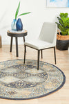 Kalani Navy Round Rug | Traditional Rugs Belrose Sydney