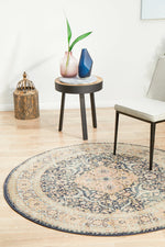 Kalani Midnight Round Rug | Traditional Rugs Belrose Sydney
