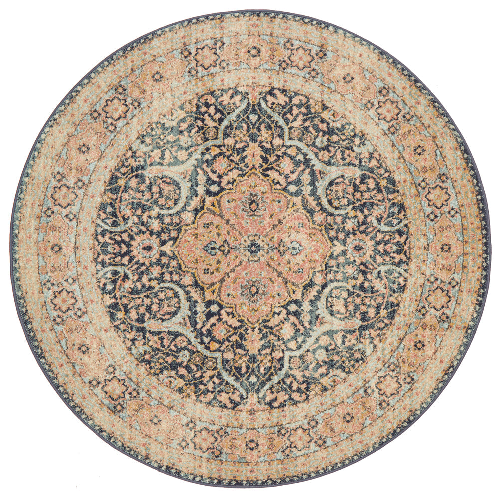 Kalani Midnight Round Rug | Traditional Rugs Belrose Sydney