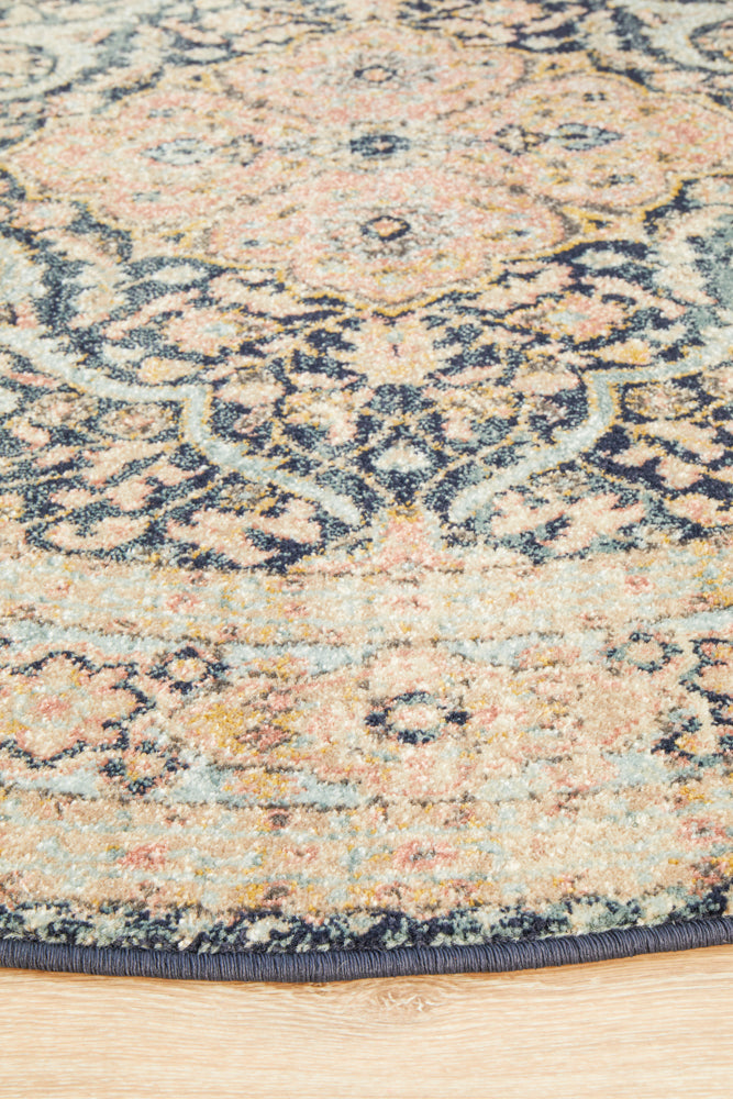 Kalani Midnight Round Rug | Traditional Rugs Belrose Sydney