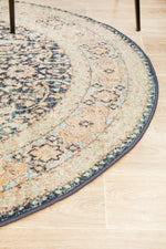 Kalani Midnight Round Rug | Traditional Rugs Belrose Sydney