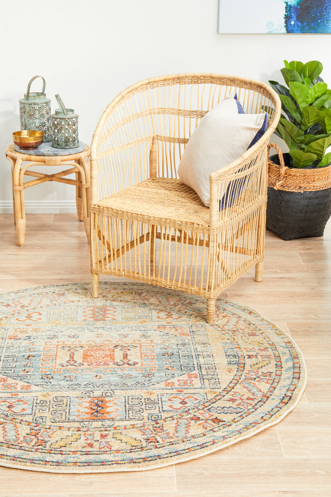 Kalani Sky Round Rug | Traditional Rugs Belrose Sydney