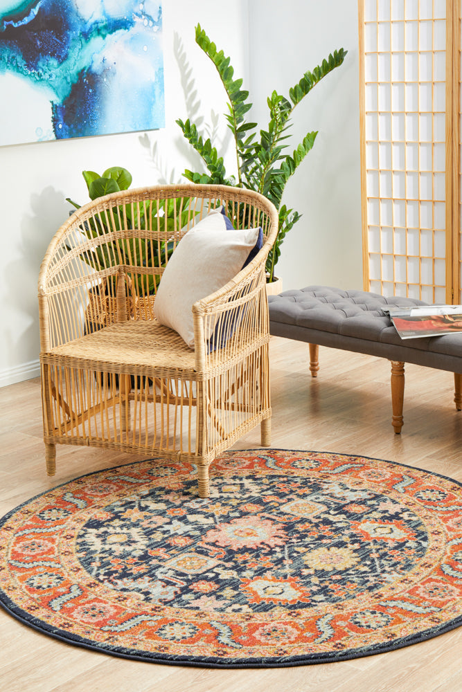 Kalani Peacock Round Rug | Traditional Rugs Belrose Sydney
