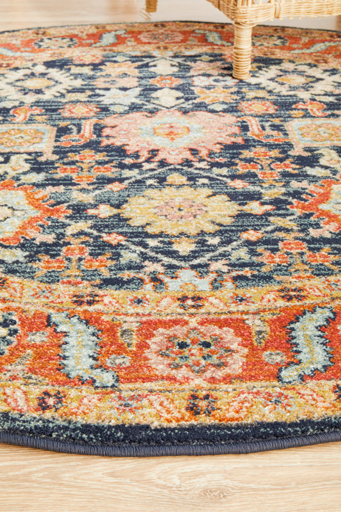 Kalani Peacock Round Rug | Traditional Rugs Belrose Sydney