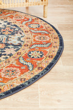 Kalani Peacock Round Rug | Traditional Rugs Belrose Sydney