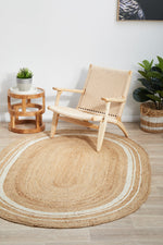 Savannah Border Oval Rug | Jute Natural Fibre Rugs Belrose | Rugs N Timber