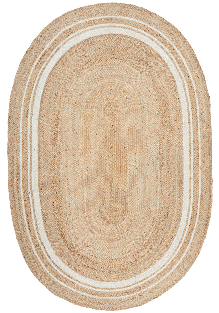 Savannah Border Oval Rug | Jute Natural Fibre Rugs Belrose | Rugs N Timber