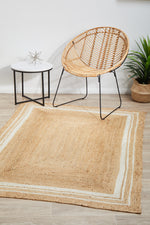 Savannah Natural White Border Rug | Jute Natural Fibre Rugs Belrose | Rugs N Timber