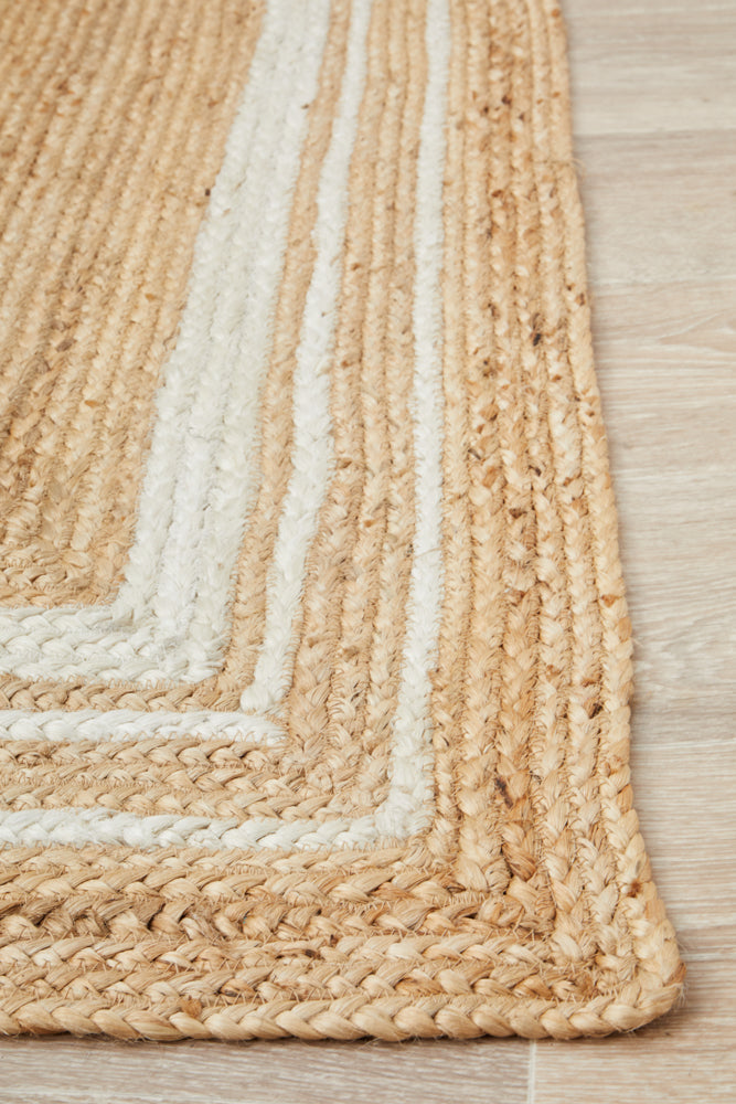 Savannah Natural White Border Rug | Jute Natural Fibre Rugs Belrose | Rugs N Timber