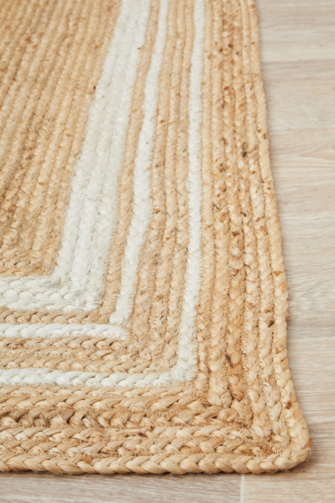 Savannah Natural White Border Rug | Jute Natural Fibre Rugs Belrose | Rugs N Timber