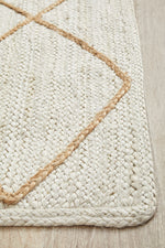 Savannah White Diamonds Runner | Jute Natural Fibre Rugs Belrose | Rugs N Timber