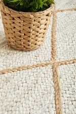 Savannah White Diamonds Runner | Jute Natural Fibre Rugs Belrose | Rugs N Timber