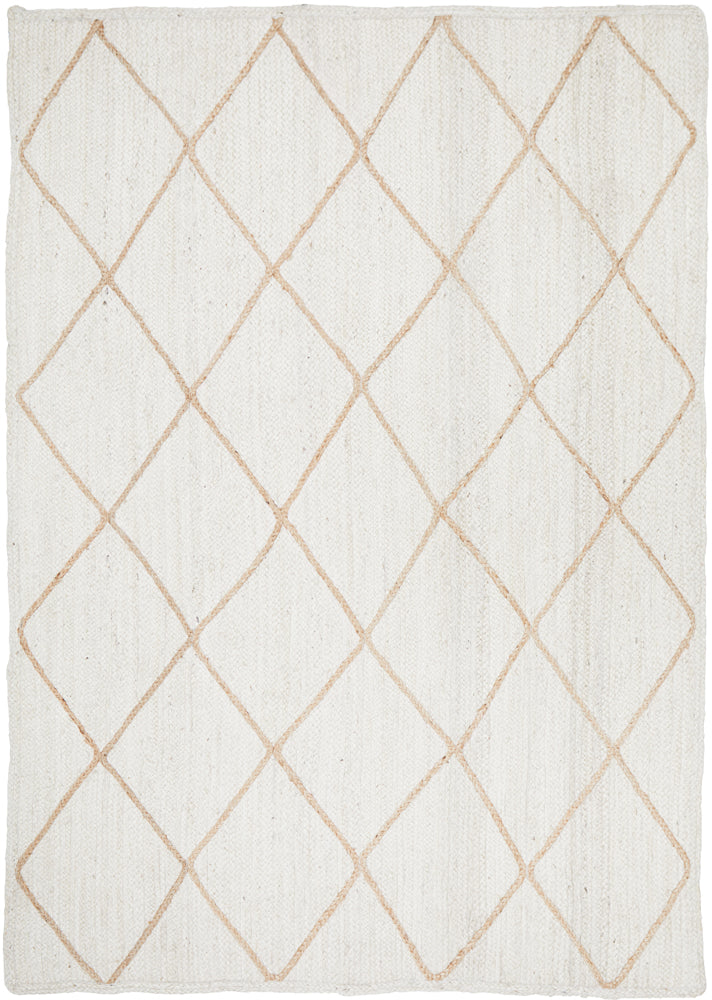 Savannah White Diamonds Rug | Jute Natural Fibre Rugs Belrose | Rugs N Timber