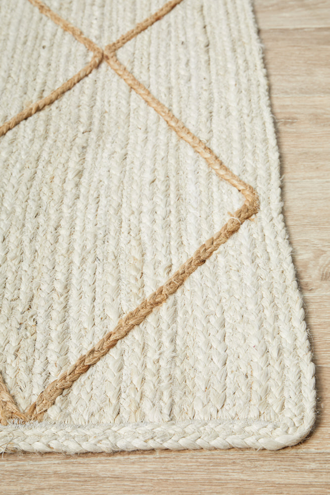 Savannah White Diamonds Rug | Jute Natural Fibre Rugs Belrose | Rugs N Timber