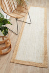 Savannah White Natural Border Runner | Jute Natural Fibre Rugs Belrose | Rugs N Timber