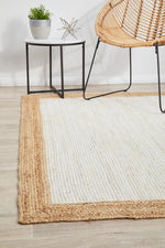 Savannah White Natural Border Rug | Jute Natural Fibre Rugs Belrose | Rugs N Timber