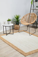 Savannah White Natural Border Rug | Jute Natural Fibre Rugs Belrose | Rugs N Timber