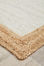 Savannah White Natural Border Rug | Jute Natural Fibre Rugs Belrose | Rugs N Timber