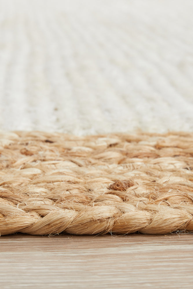 Savannah White Natural Border Rug | Jute Natural Fibre Rugs Belrose | Rugs N Timber