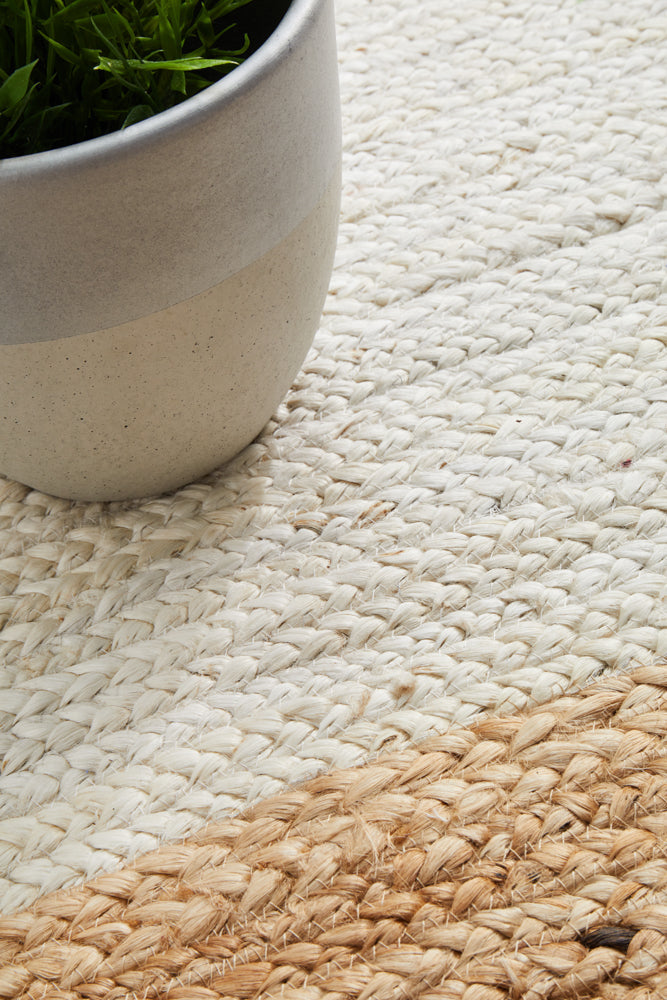 Savannah White Natural Border Rug | Jute Natural Fibre Rugs Belrose | Rugs N Timber