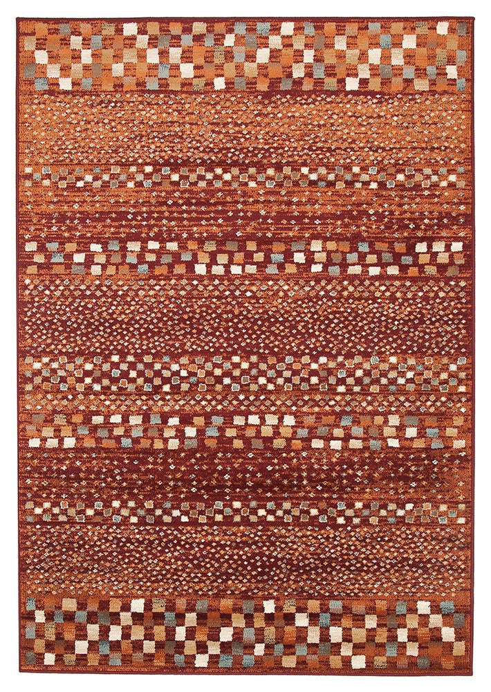 Oxford Squares Rug - Rust