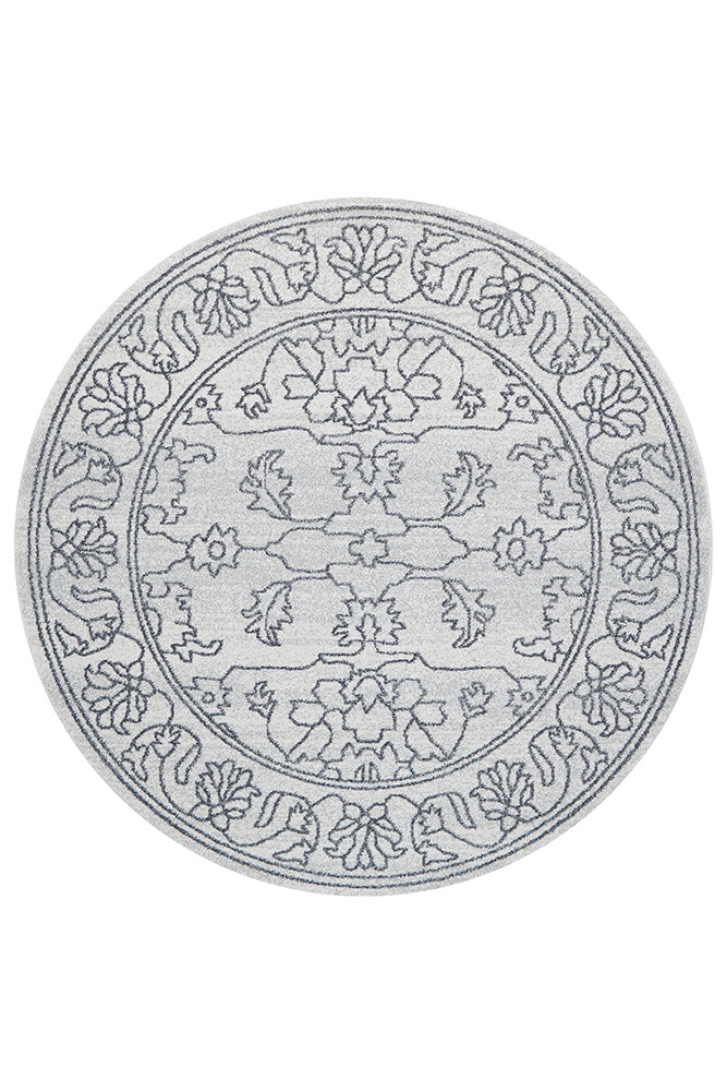 Zara Silver Bloom Rug | Round Rugs Belrose | Rugs N Timber