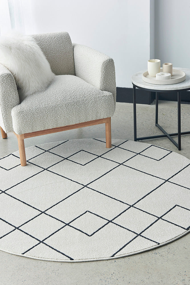 Round Diamond Rug Zara Ivory Diamonds Rug | Round Rugs Belrose | Rugs N Timber – Rugs 'N ...