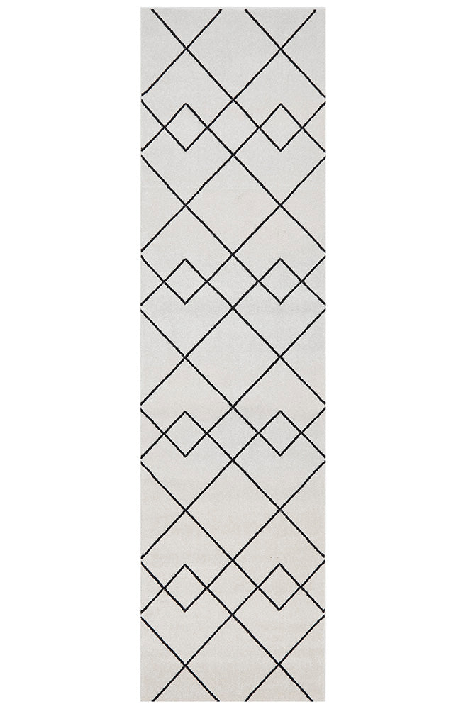 Zara Ivory Diamonds Runner | Hall Runners Rugs Belrose | Rugs N Timber