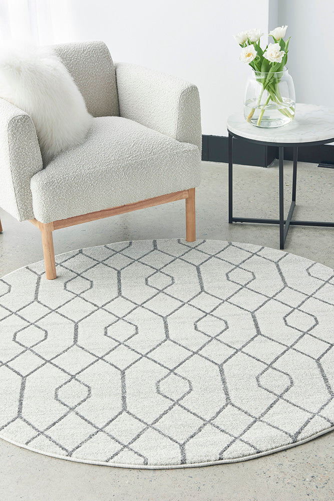 Zara Silver Eyelet Rug | Round Rugs Belrose | Rugs N Timber