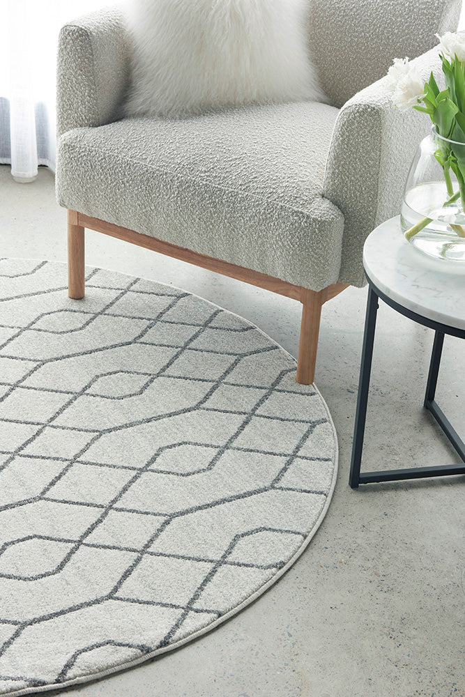 Zara Silver Eyelet Rug | Round Rugs Belrose | Rugs N Timber