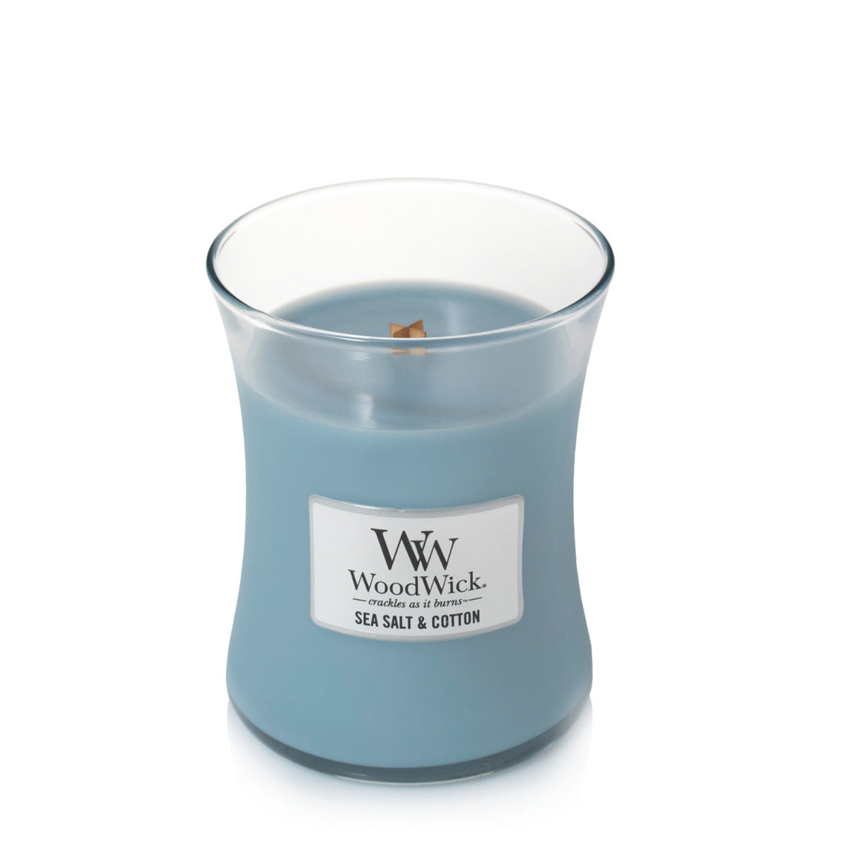 Woodwick Candle - Medium - Sea Salt & Cotton